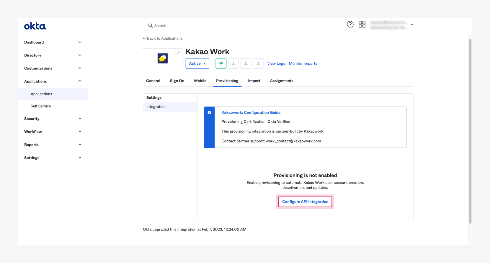 Configure API Integration